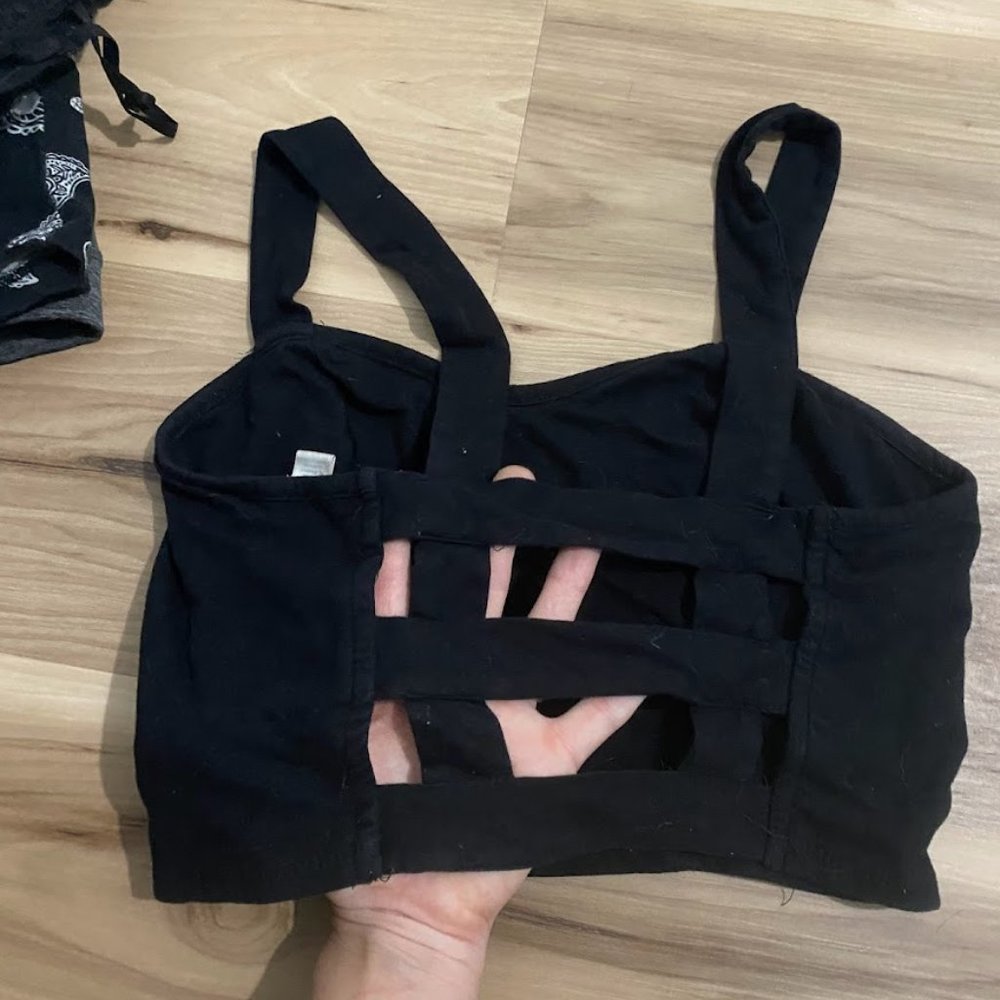 Cut-Out Back Black Crop Top